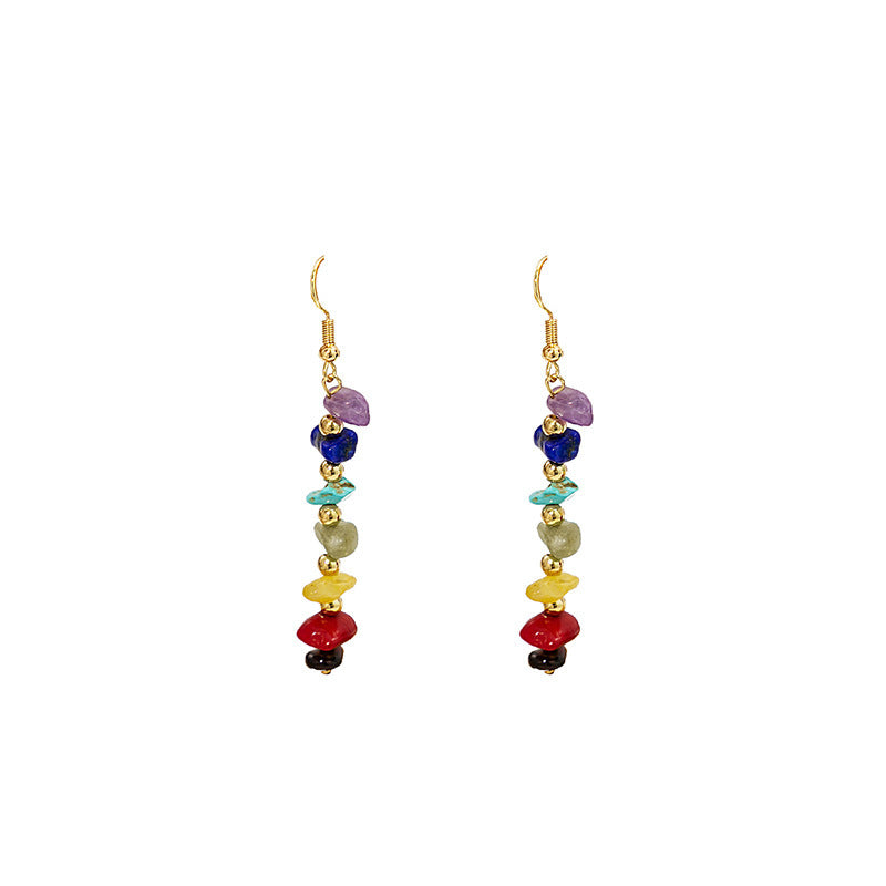 Colorful Irregular Natural Stone Earring