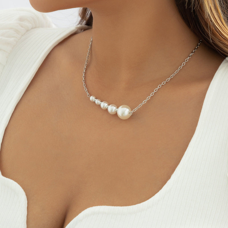 Elegant 5 Beaded Pearl Chain Necklace