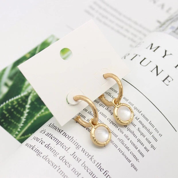 Opal Round Hoop Earrings