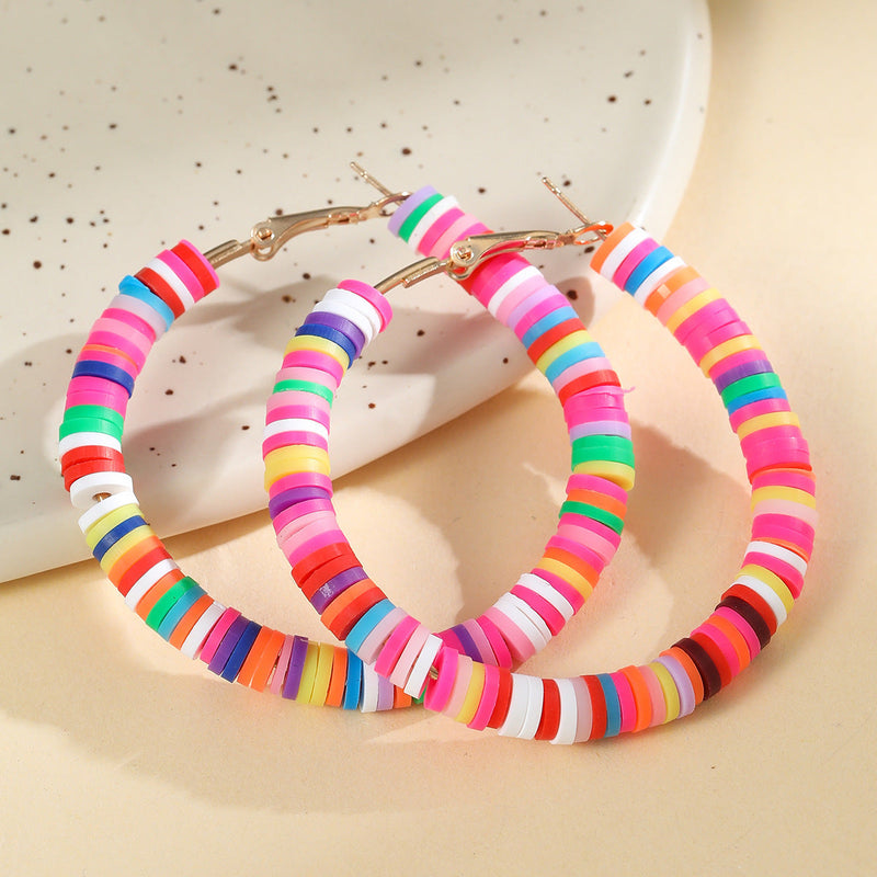 Bohemian Circle Hoop Polymer Clay Earrings