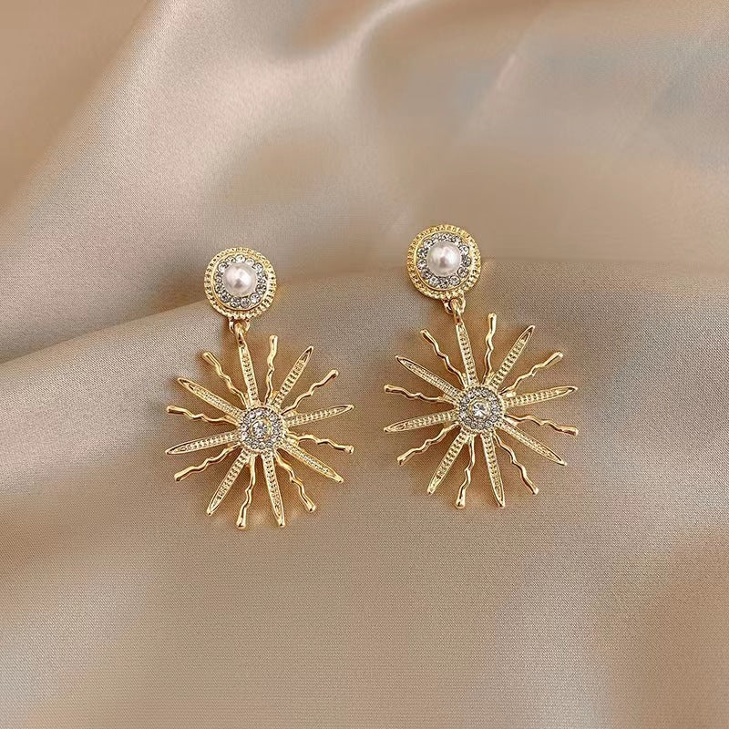 Pearl Sunflower Earrings