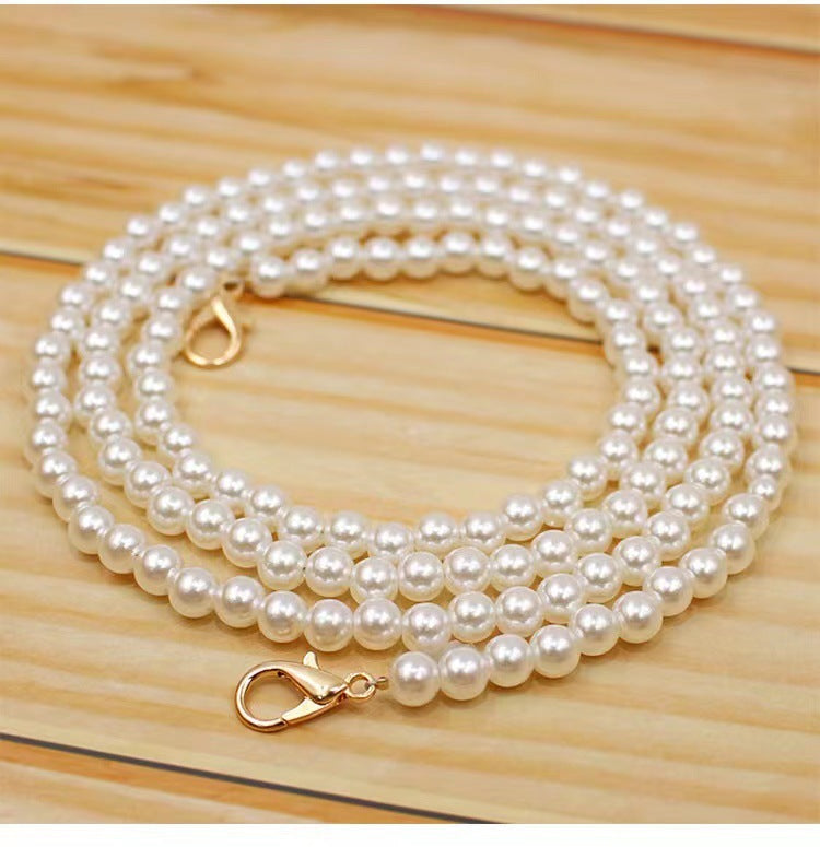 Lady Hand Bag Chain Bags White Pearl Chain