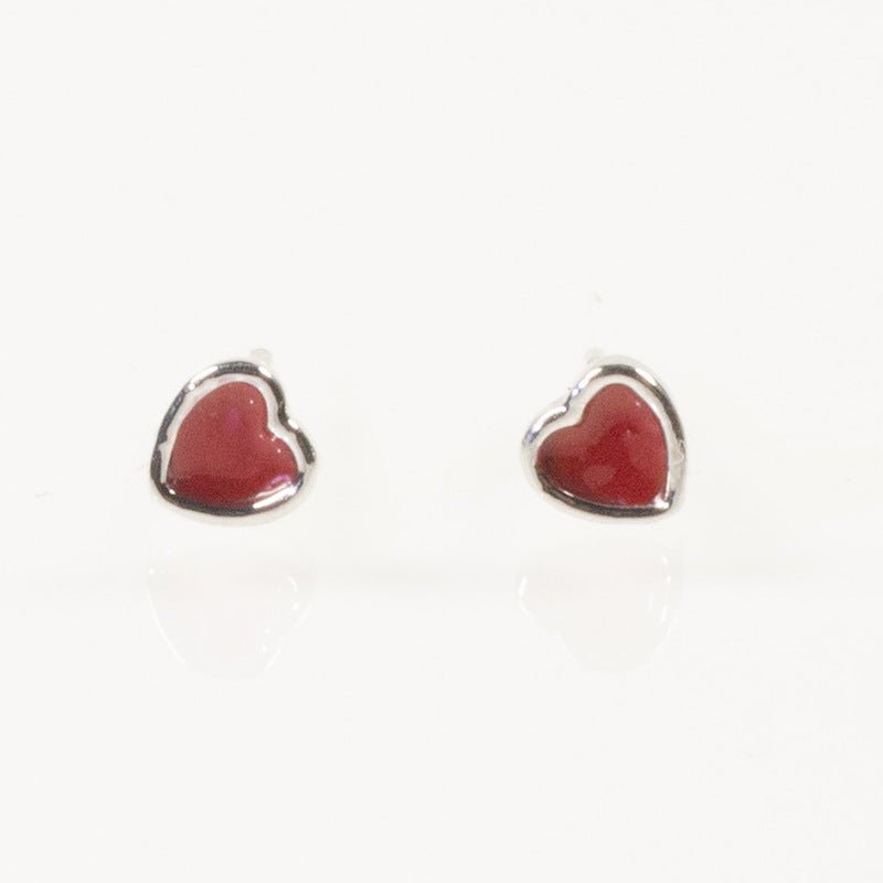 Enamel Heart Stud Earring