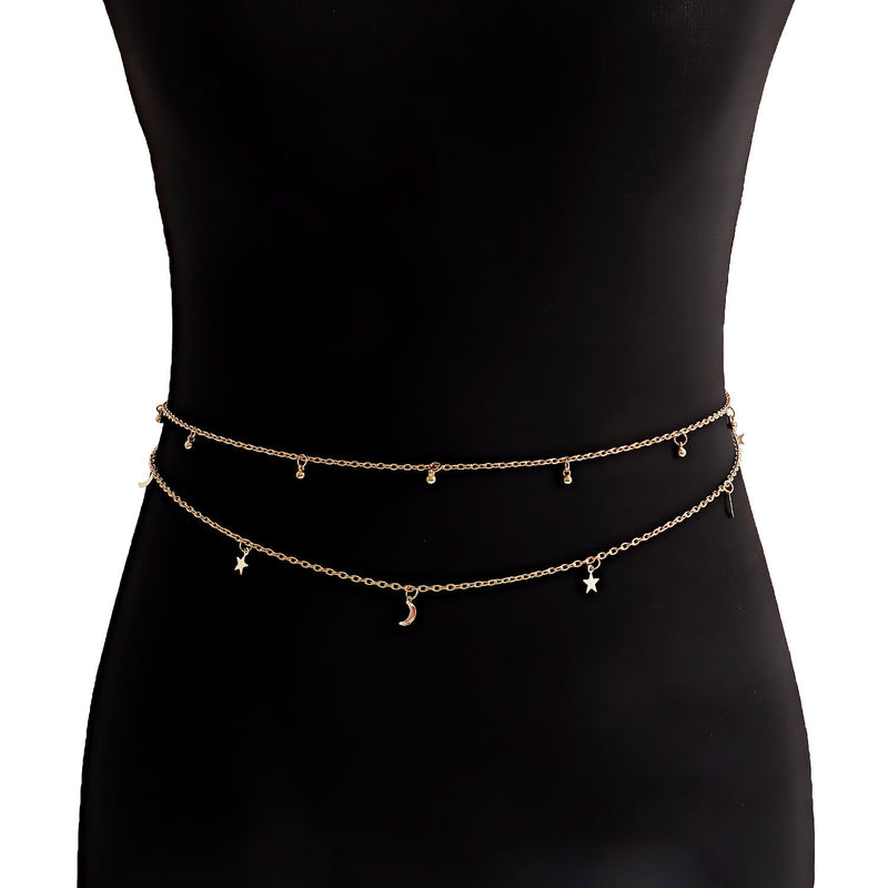 Beach Fashion Belly Chain Moon Body Jewelry Star Tassel Waist Chains