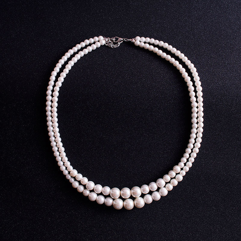Multi-Layer Pearl Statement Bridal Choker Necklace
