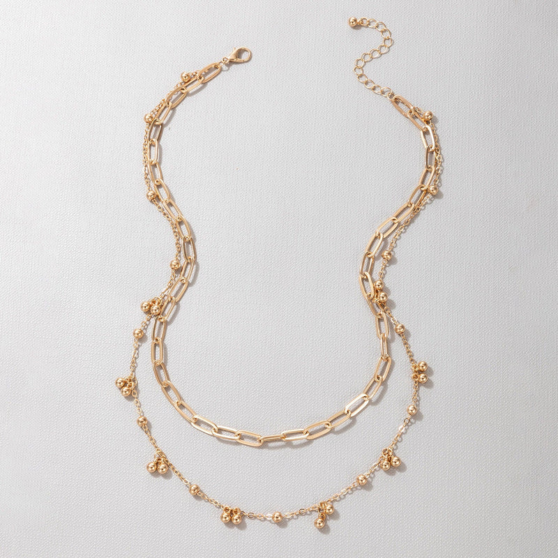 Layer Chain Bead Pendant Necklace