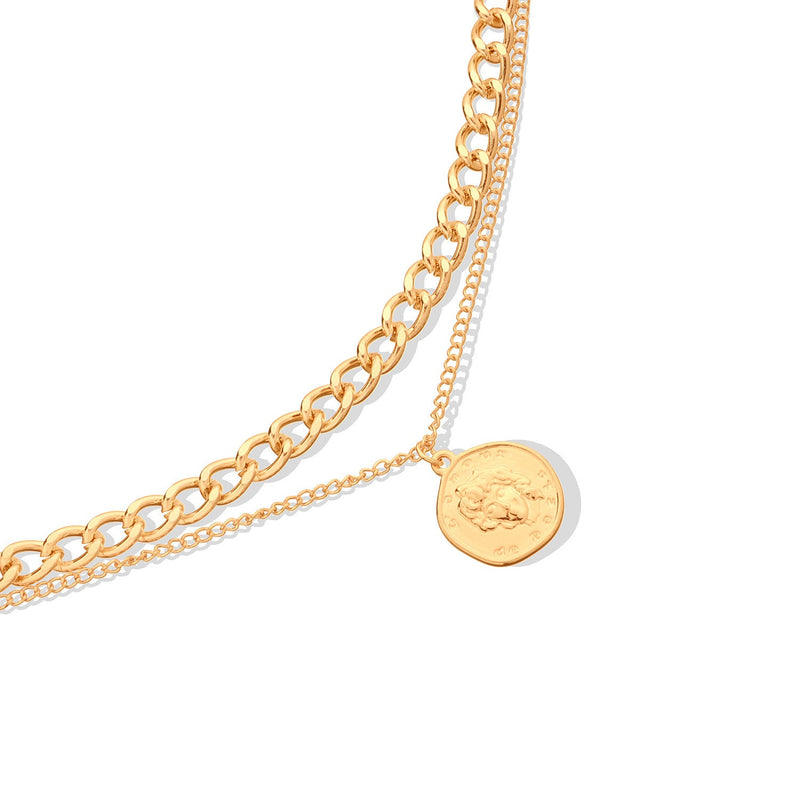 Multi layer Coin Chain Choker Necklace