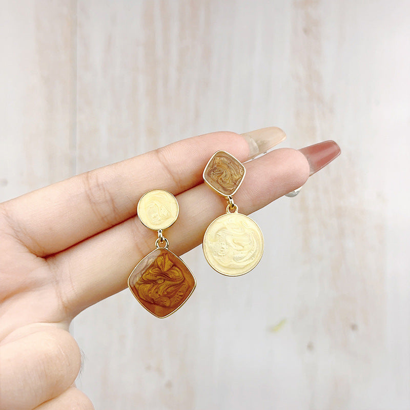 Asymmetric Blue Sky Round Earrings