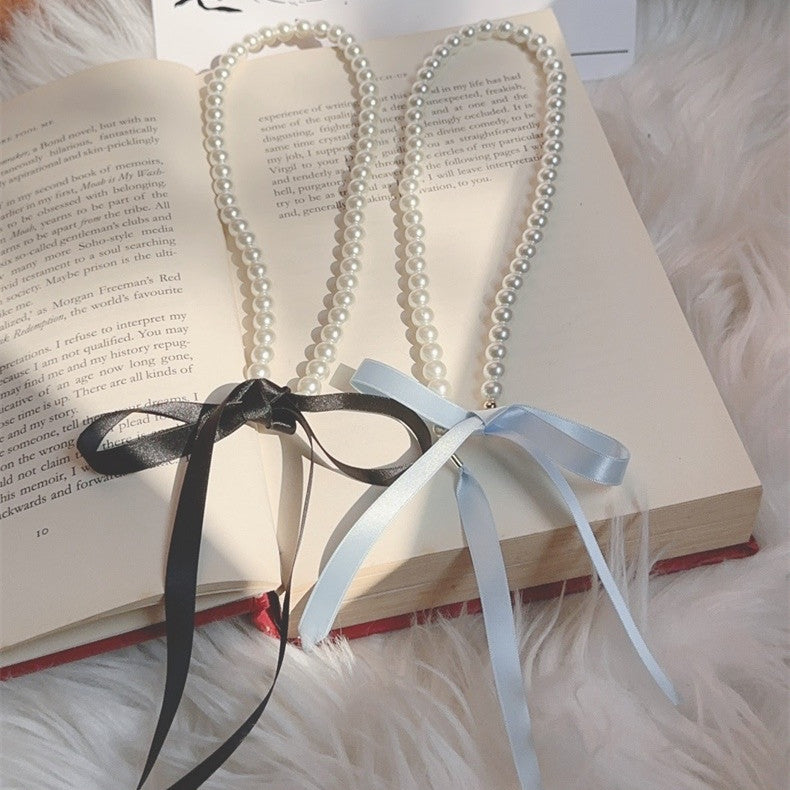 Party Jewelry Long Black Ribbon Choker Necklace for Women