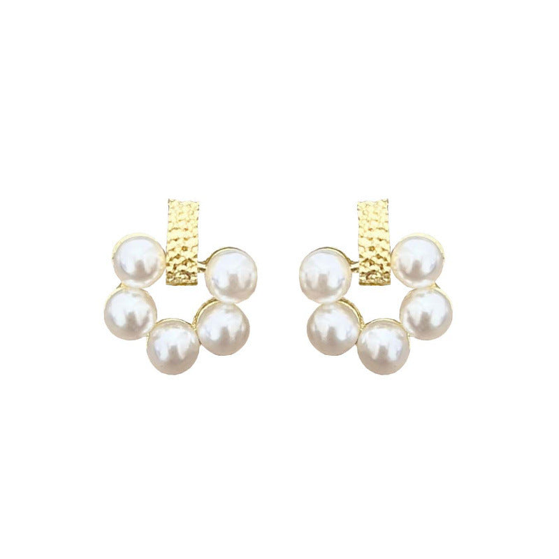 Hollow Circle Pearl Statement Earrings