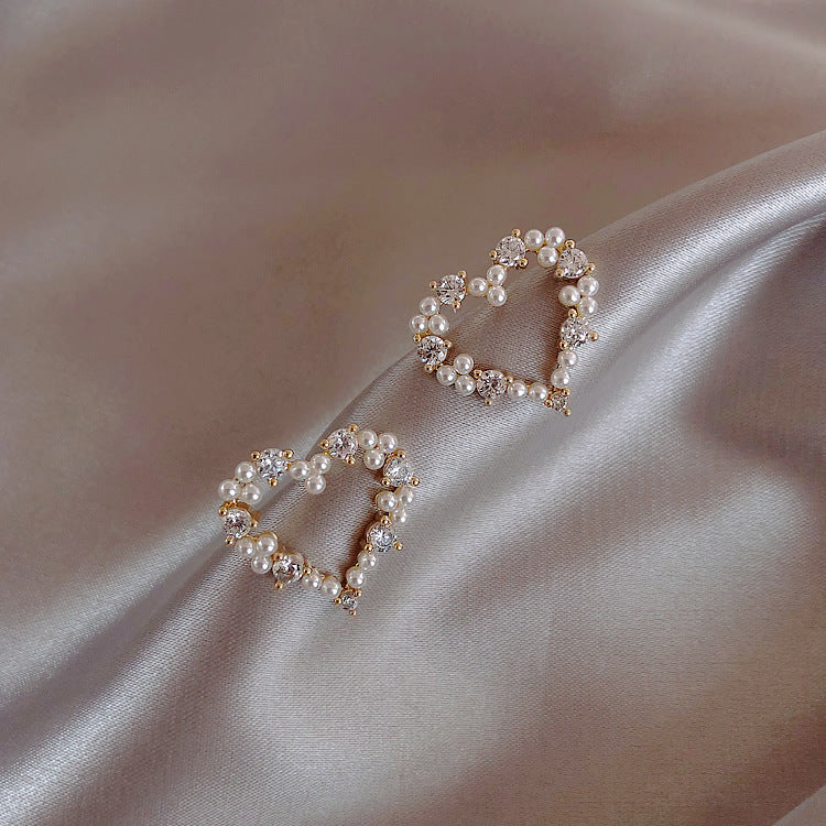 Sweet Little love Pearl Rhinestone Earrings