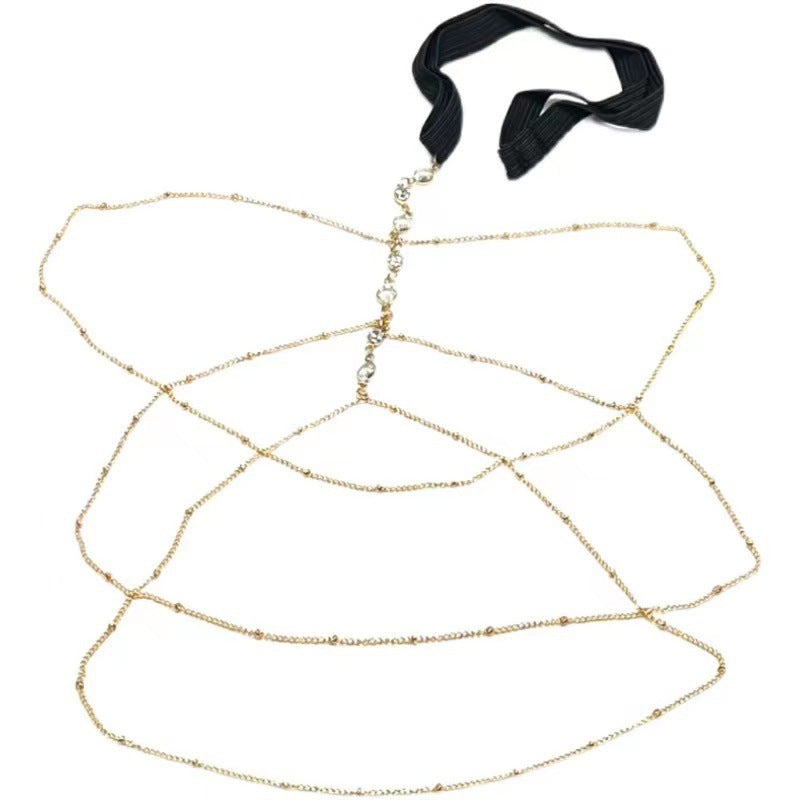 Sexy Multilayer Bead Chain Rhinestone Tassel Adjustable Elastic Thigh Chain