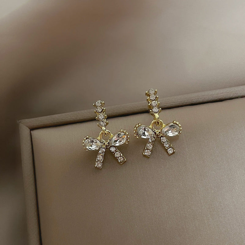 Hollow Bow Rhinestone Geometric Earring