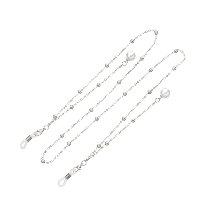 Pearl Tassel Long Glasses Metal Round Bead Chain Face