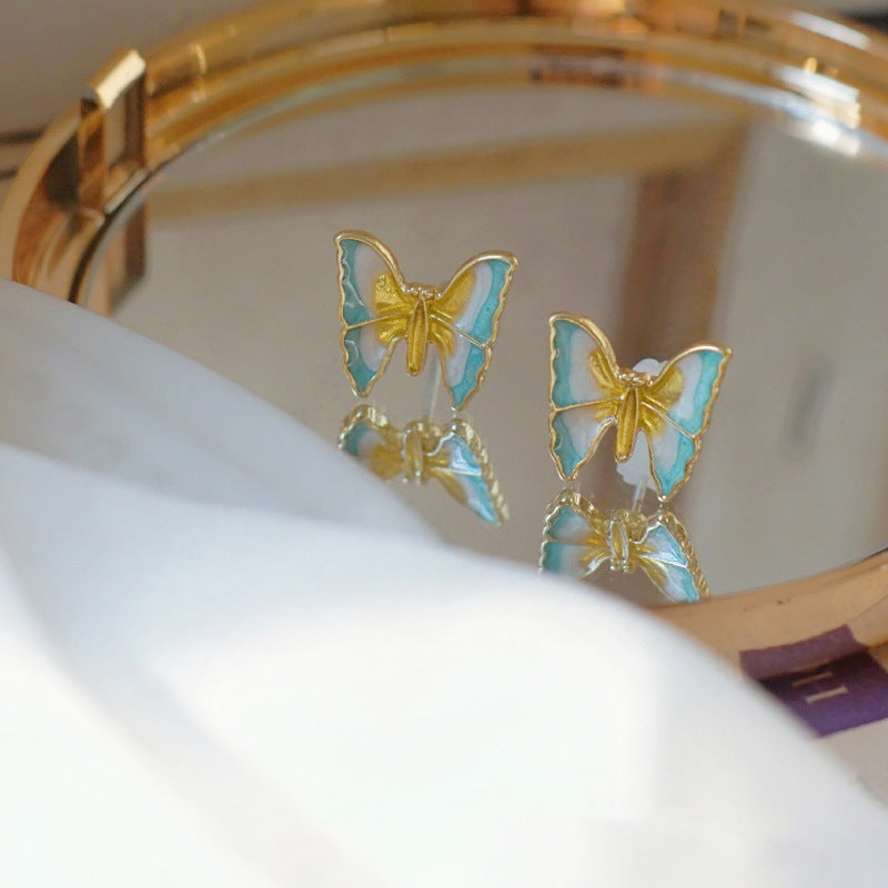 Colorful Enamel Butterfly Earings