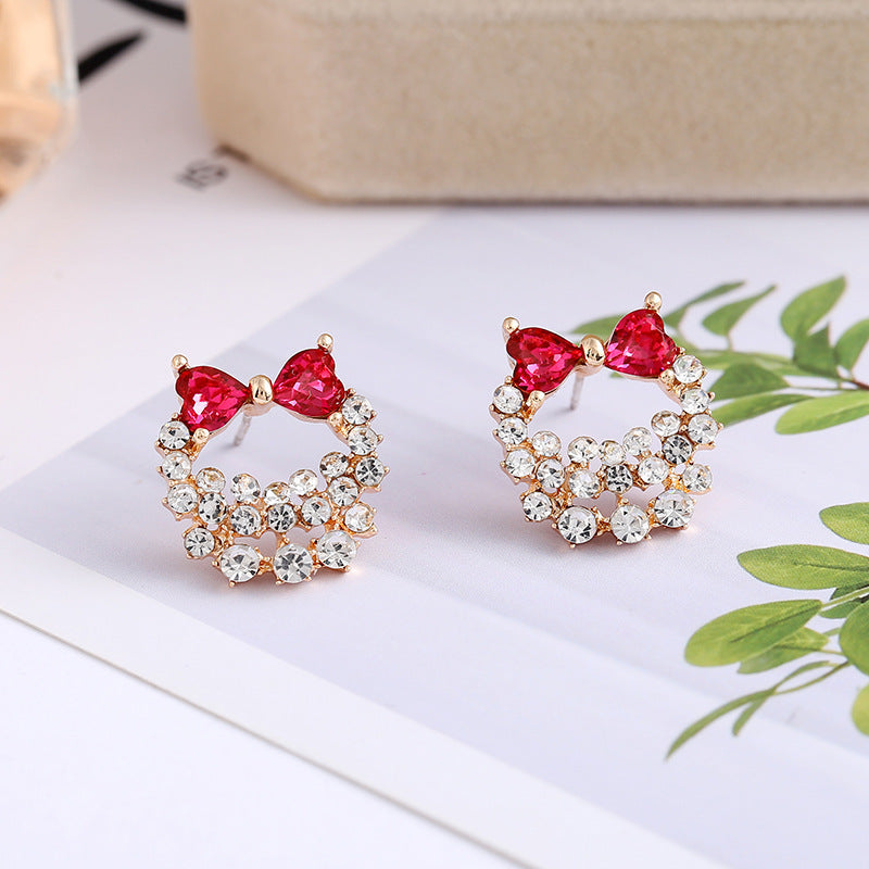 Colorful Rhinestone Bow Earrings