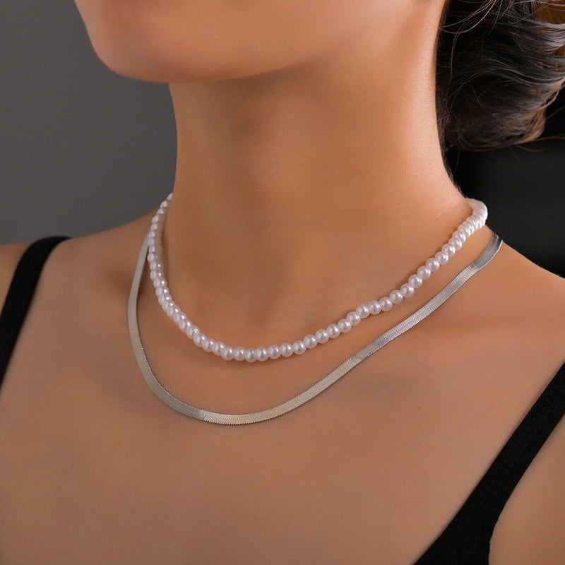 Multi Pearl Layer Chain Choker Necklaces