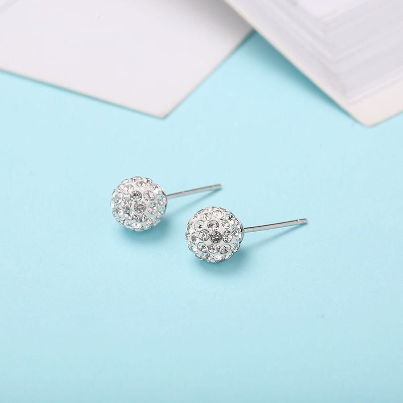 Crystal Rhinestones Round Ball Stud Earrings