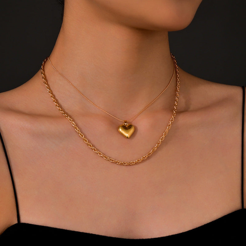 Multilayer Big Heart Pendant Necklace