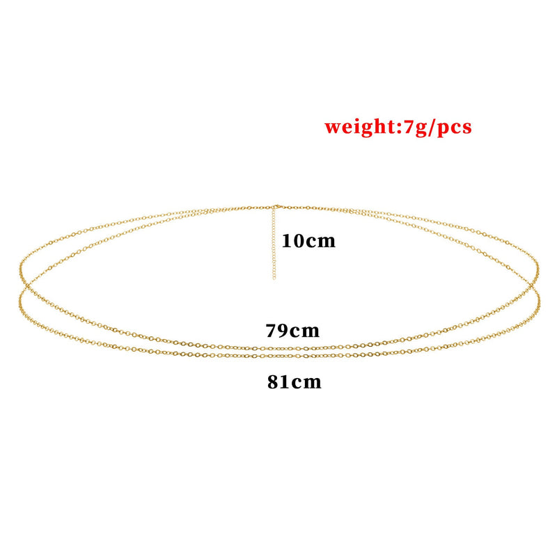 Double Layer Asymmetric Waist Chain Beach Bikini Body Jewelry