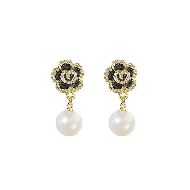 Fashion Flower Camellia Pearl Earrings