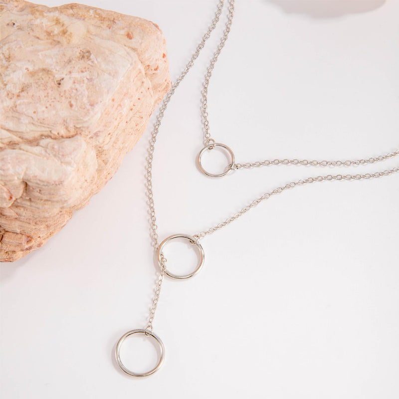 Round Pendant Chain Necklace Two Layers