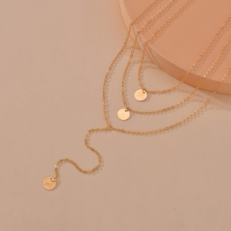 Coin Chain Pendant Sequins Multi Layers Necklaces