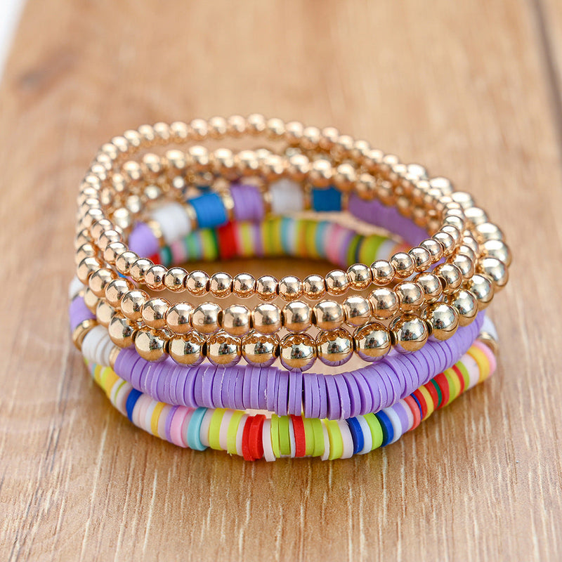 Bohemian Beaded Stretch Bracelets Colors Clay Beads