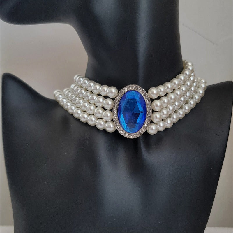 French Elegant Retro Multi Row Pearl Choker Necklace