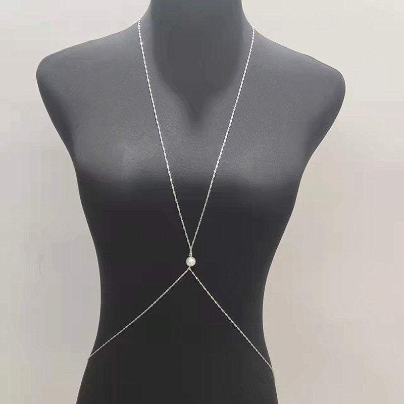 Sexy Beach Bodychain Multi-layered Cross Nightclub Shiny Chestchain