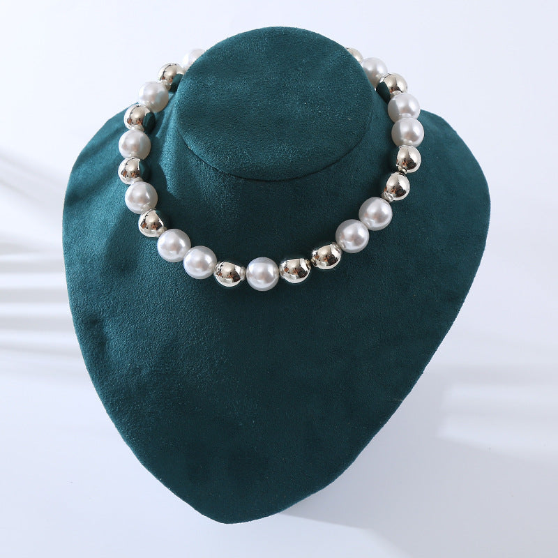 Fashion Jewelry Necklace Silver Short Pearl Necklace