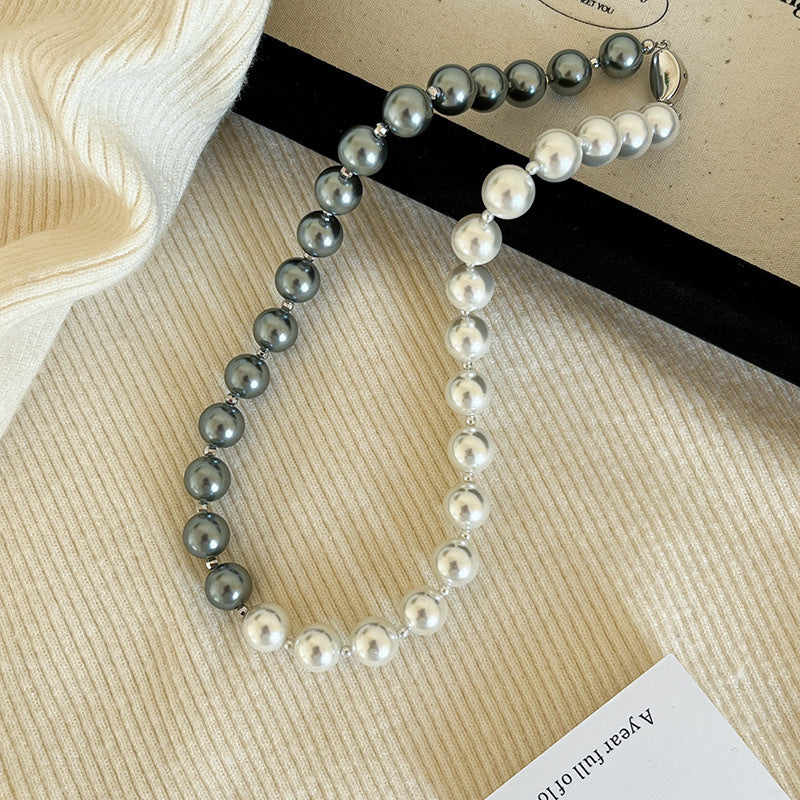 White Black Pearl Beaded Necklace
