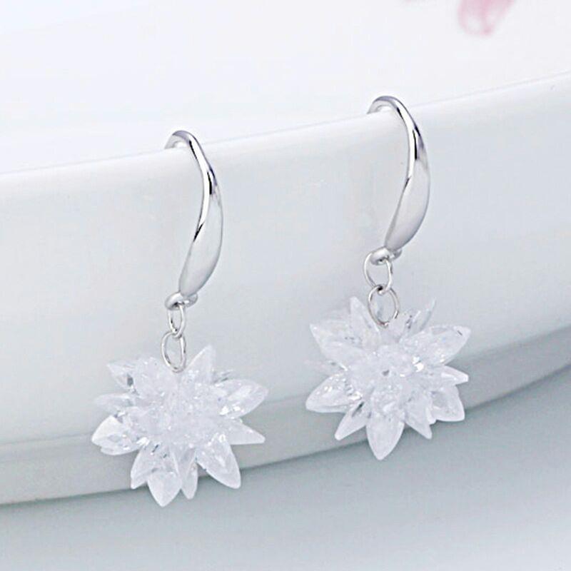 Handmade Long Tassels Flower Ball Crystal Hook Earrings