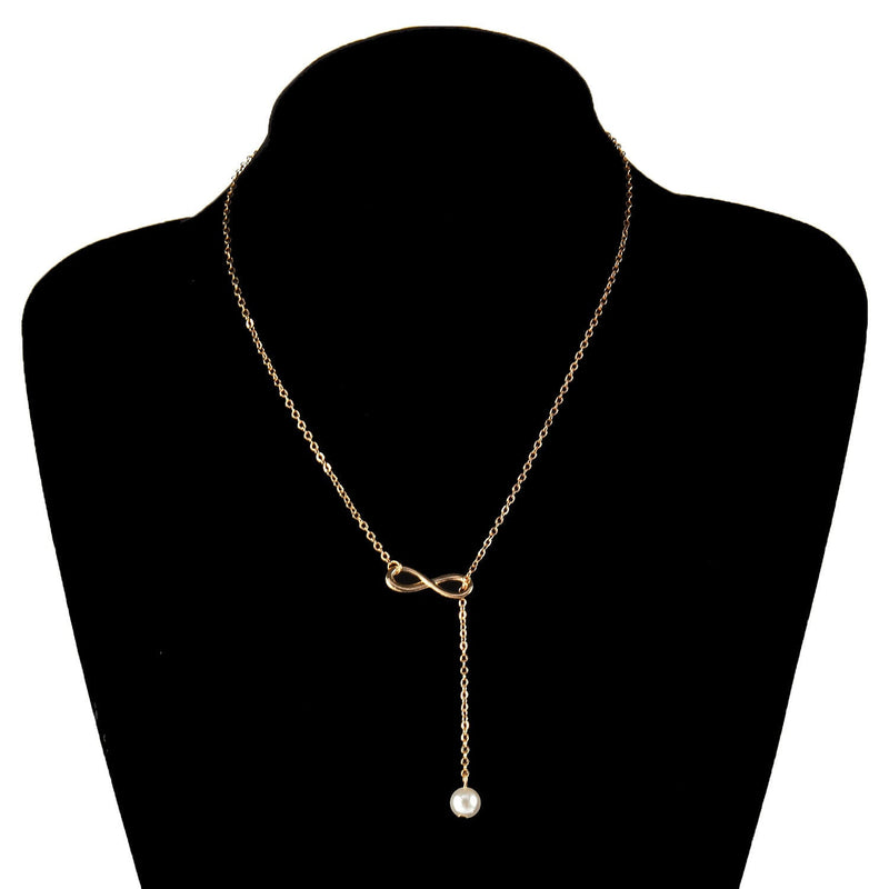 Infinity Lariat Pearl Necklace
