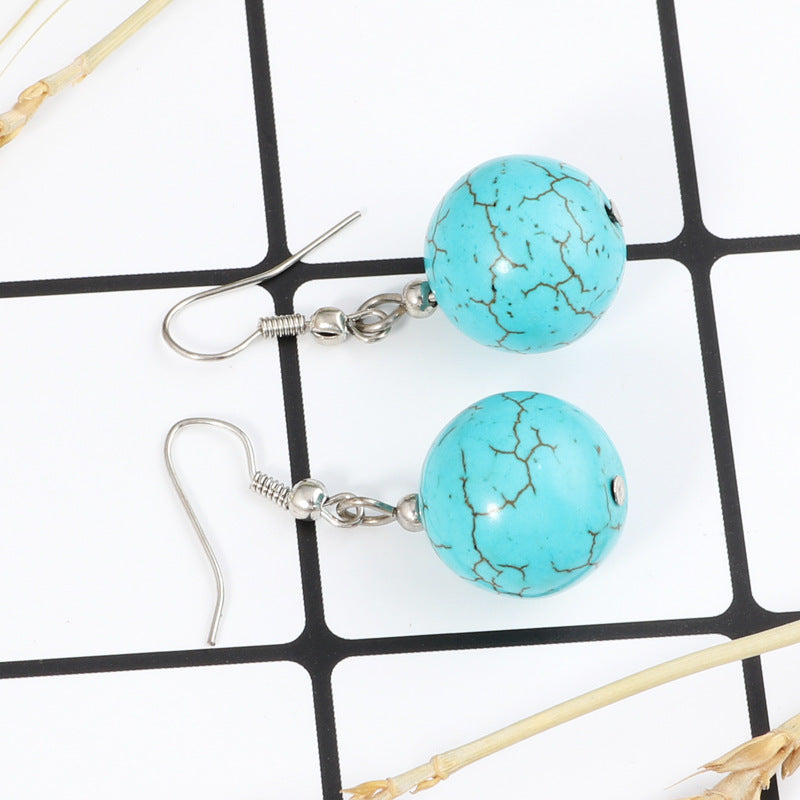 BohemianTurquoise Stone Bead Dangle Earrings