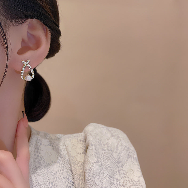 Elegant Cute Pearl Crystal Earrings