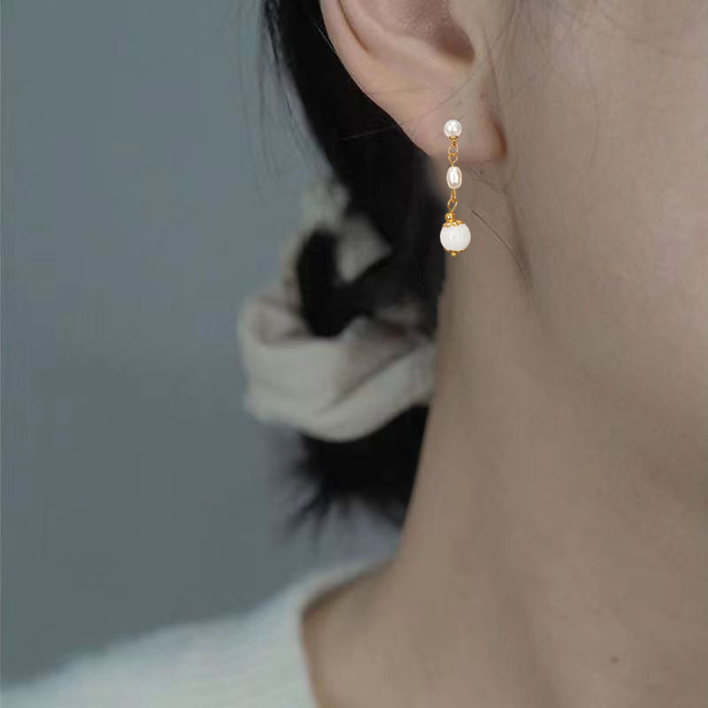 Pearl Simple Long Earrings