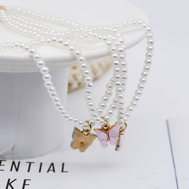 Opal Necklace butterfly Pendant Fashion Pearl Necklace