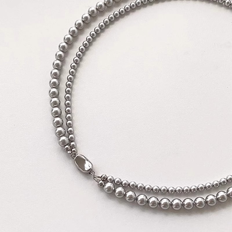 Layered Imitation Pearl Beaded Necklaces