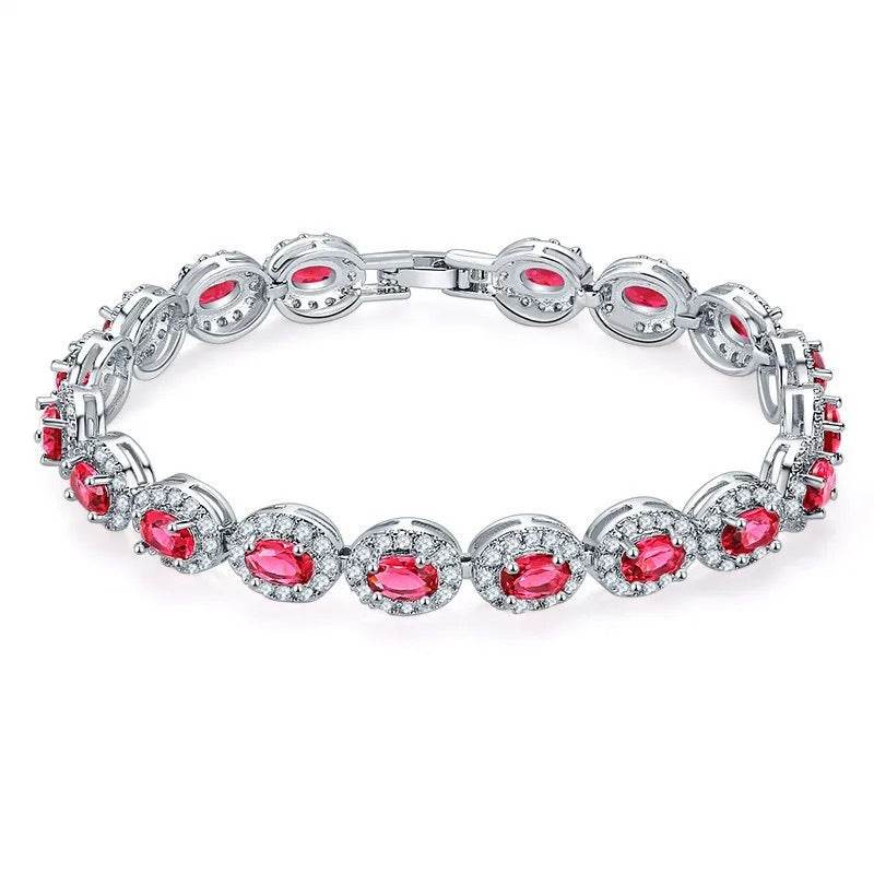 Colorful CZ Halo Tennis Chain Bracelet, Multicolor Gemstone Bridal Jewelry, Unique Pattern Gift for Her, Cubic Zirconia Bridesmaid Bracelet