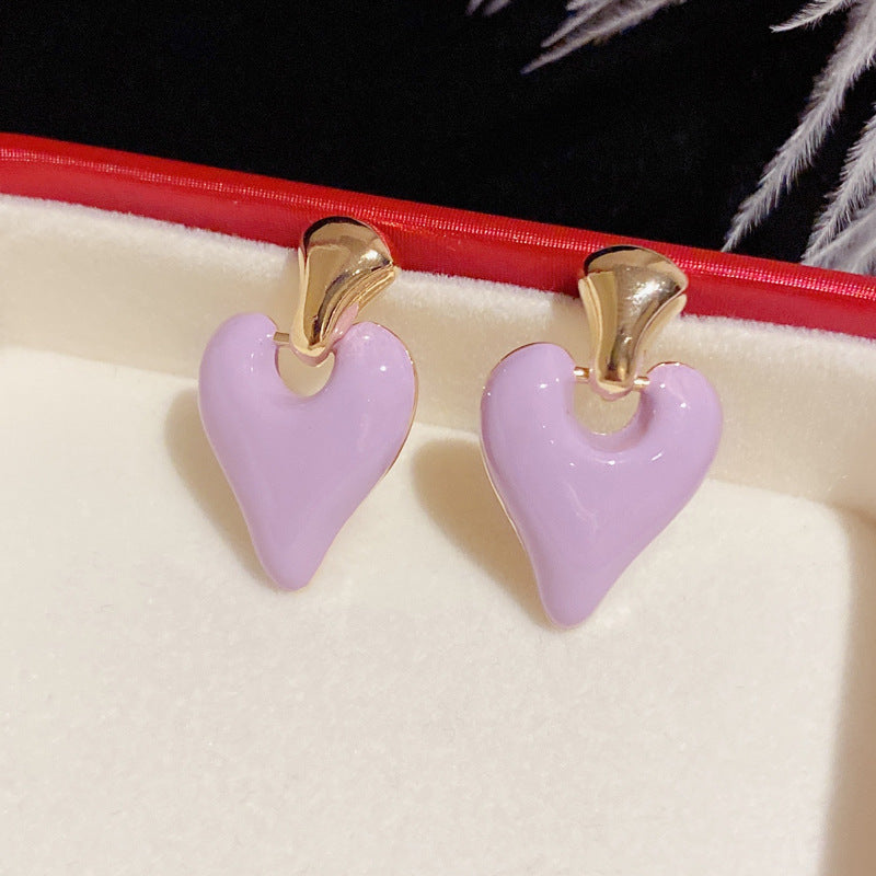 Enamel Glaze Heart Drop Earrings