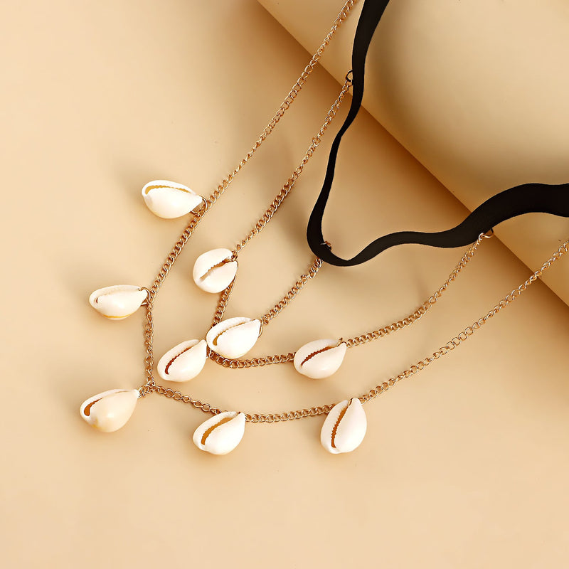 Women Jewelry Multi-layer Tassel Shell Pendant Thigh Chain