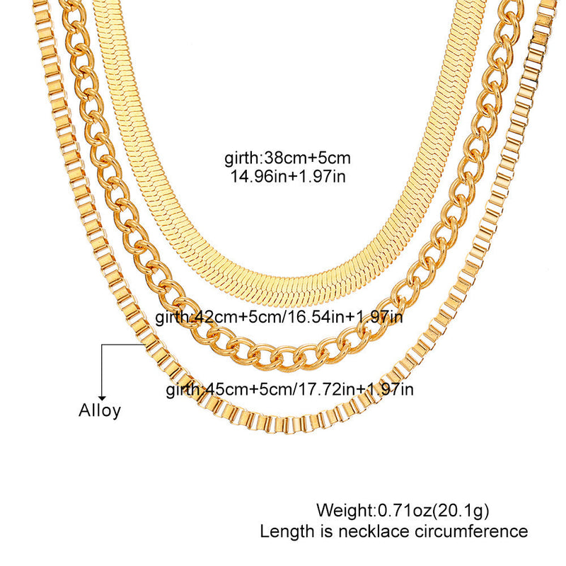 Three Link Chains Jewelry Necklace Snake Chain