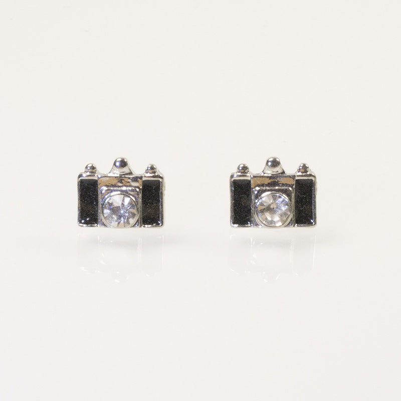 Enamel Camera Stud Earring