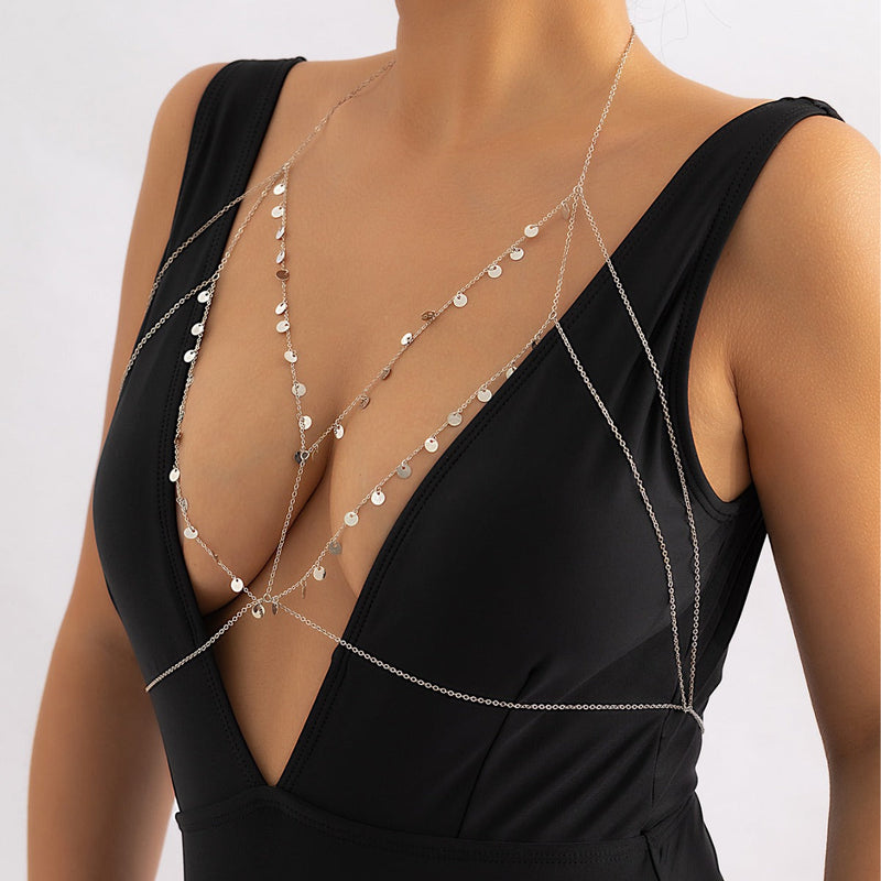 Layer Round Tassel Chest Chain