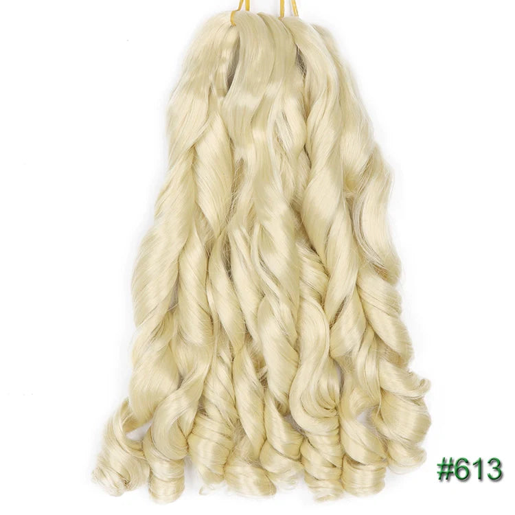 55cm Spiral Curly Braid Crochet Hair - French Curl Loose Wave Wig - Heat Resistant Synthetic Hair