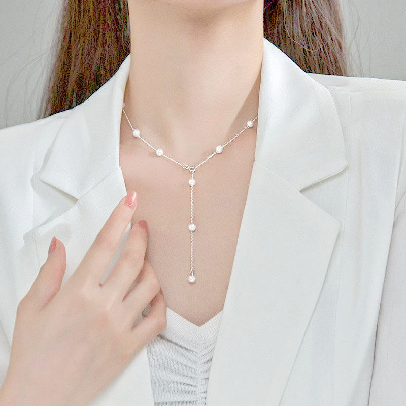 Pearl Chain Lariat Women Necklaces