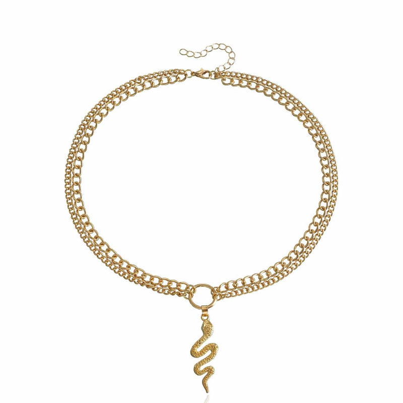 Snake Shaped Pendant Necklace Creative Punk Cuban Chain