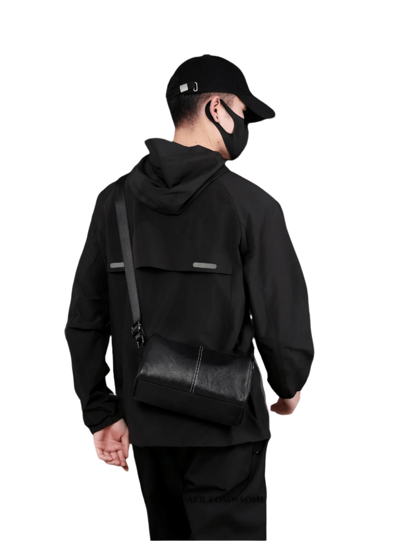 Japan Men's Portable Travel Commuter Small Shoulder Bag | New Niche Style Messenger Bag (PU Leather Crossbody Satchel)