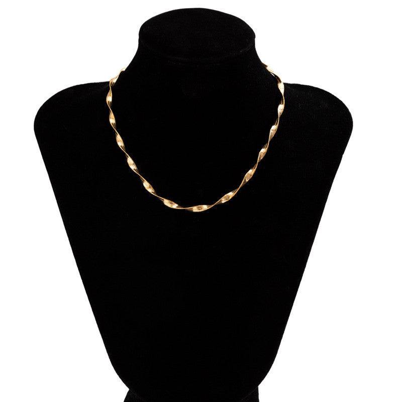 Twisted Flat Snake Bone Chain Necklace Bracelet